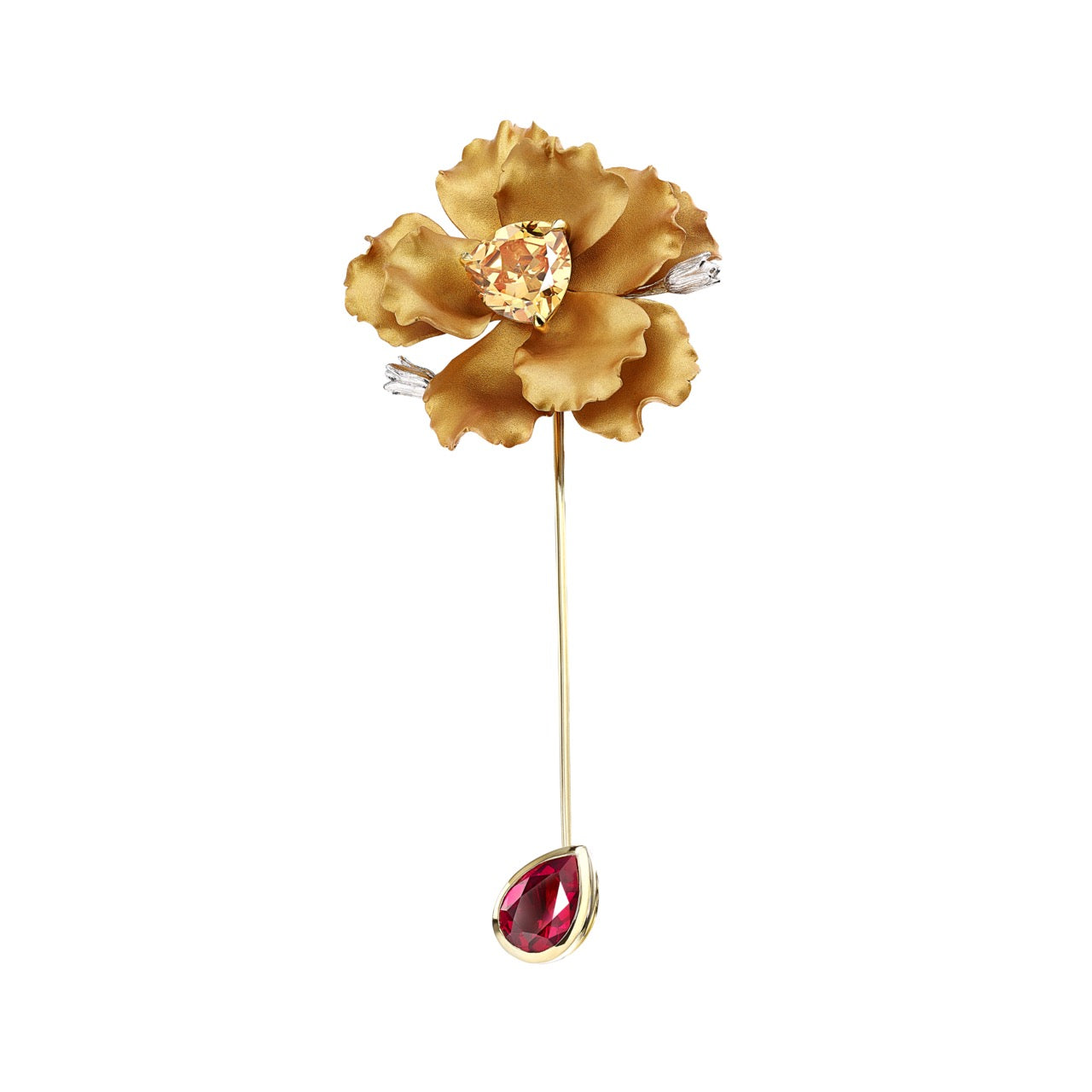 Citrine Parrot Bloom Pin