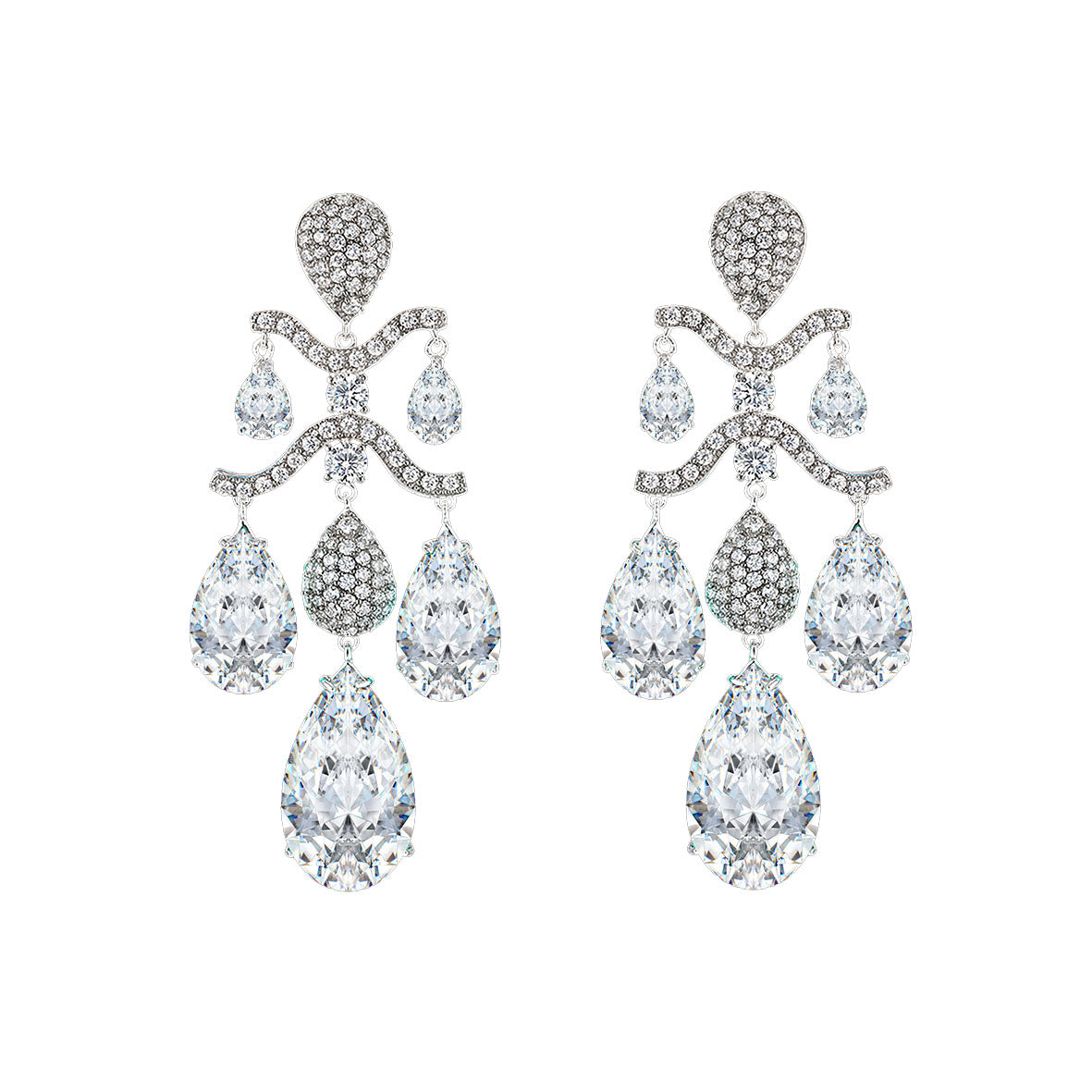 Yellow Gold Pave Diamond Teardrop Chandelier Earrings | Lee Michaels Fine  Jewelry