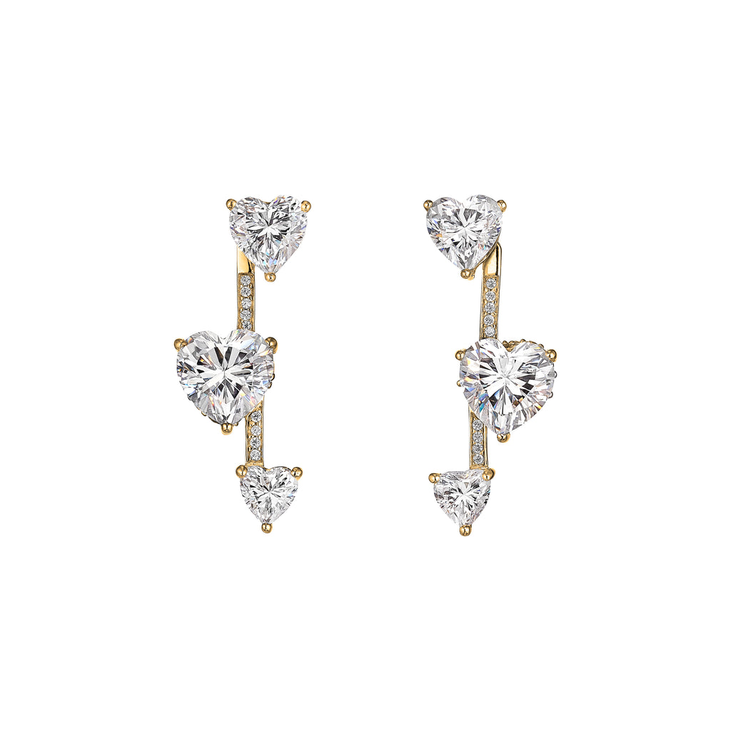 Diamond Heart Pendulum Earrings