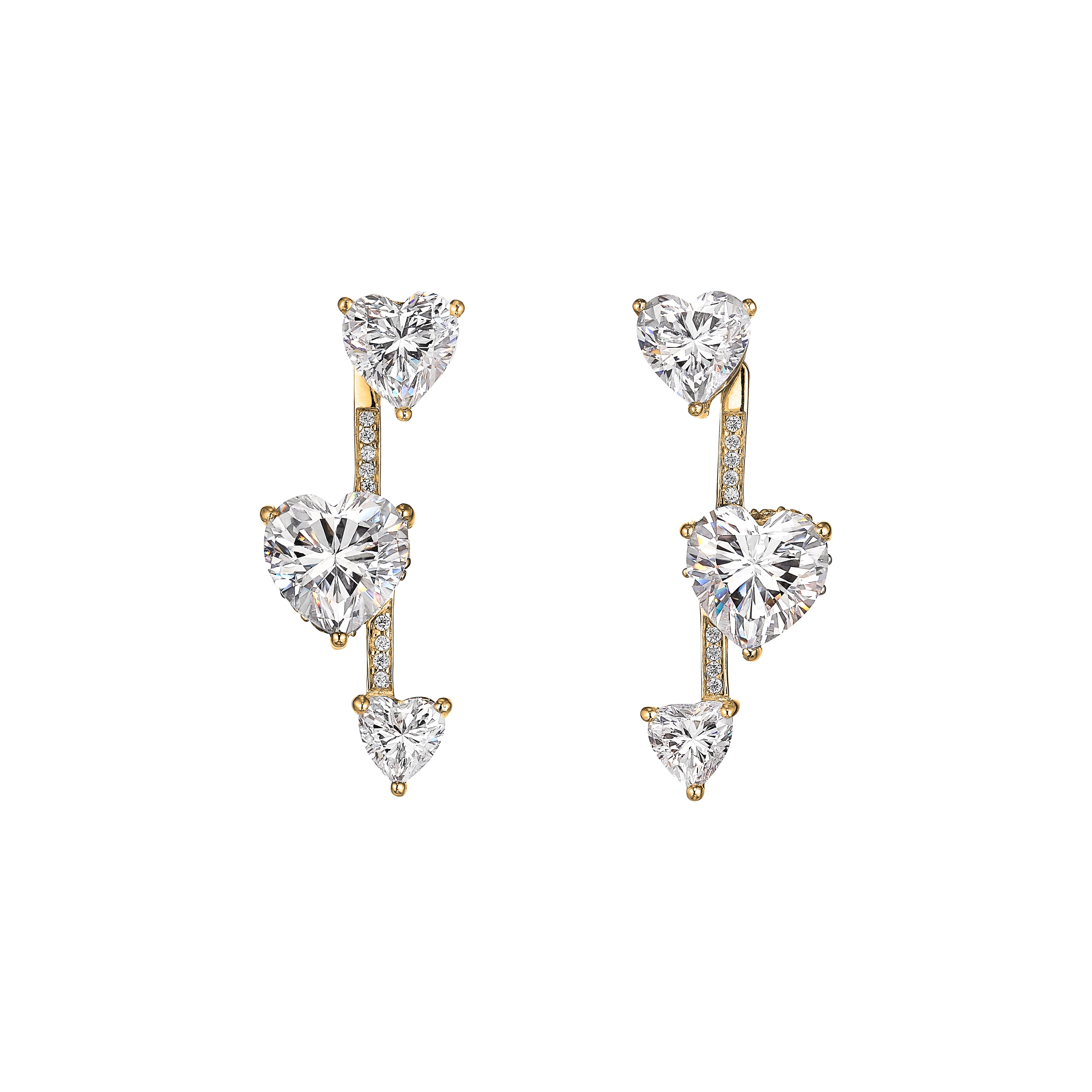 Diamond Heart Pendulum Earrings