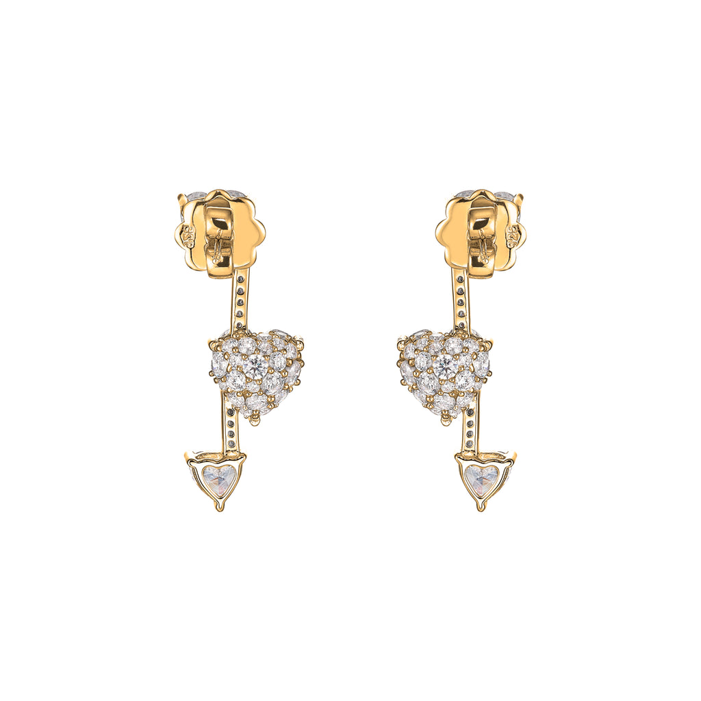Diamond Heart Pendulum Earrings