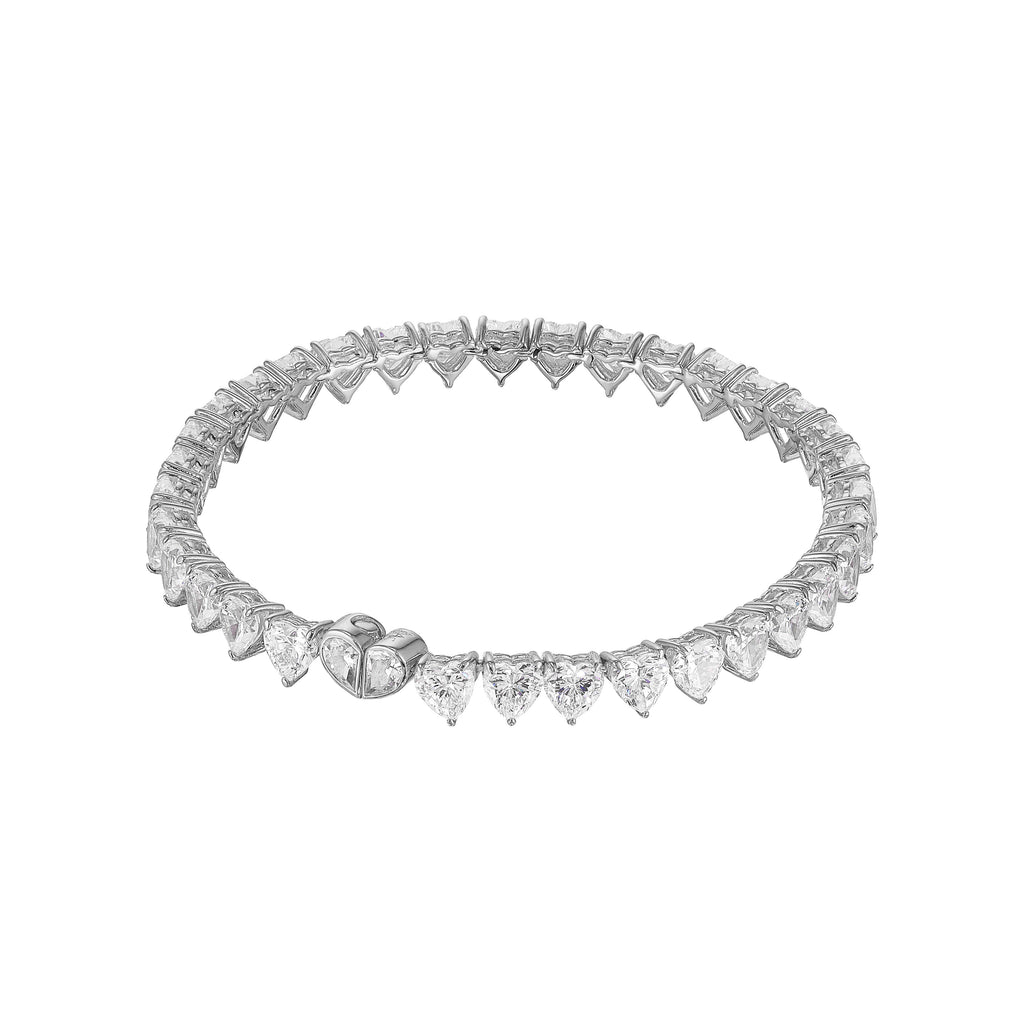 Eternity Heart Bracelet in White Gold