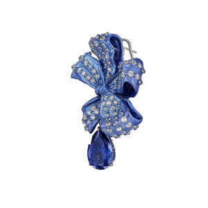 Midi Sapphire Gingham Bow Earrings