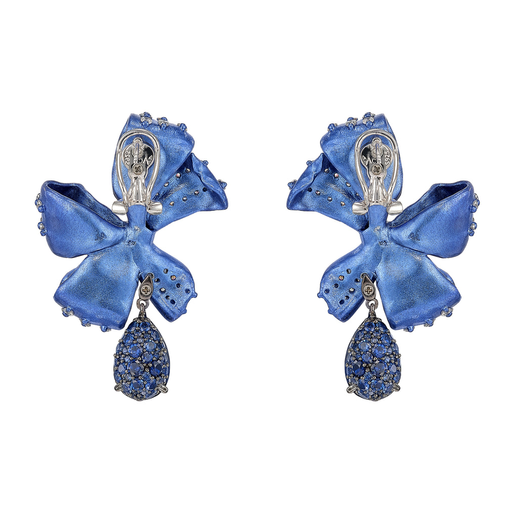 Midi Sapphire Gingham Bow Earrings
