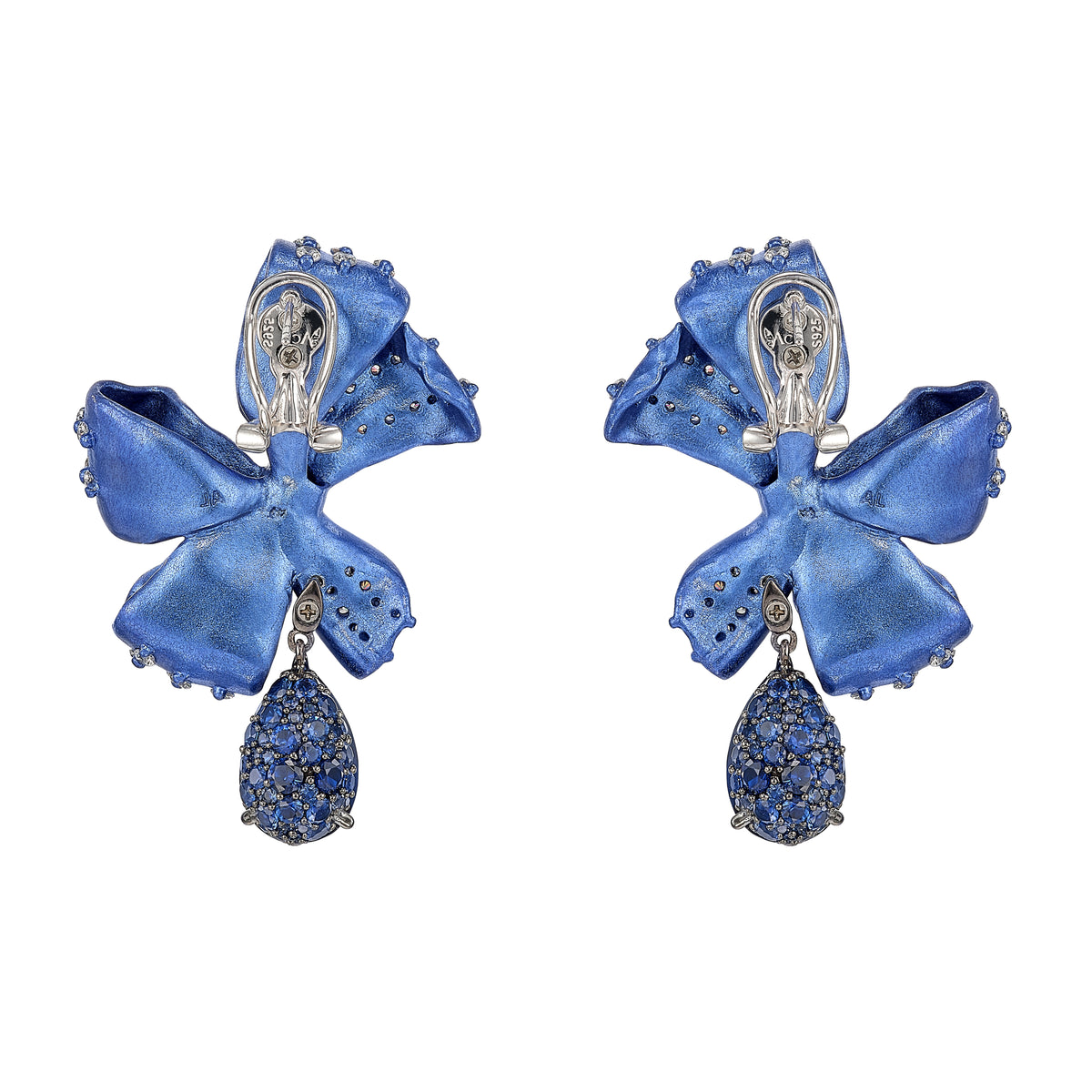 Midi Sapphire Gingham Bow Earrings