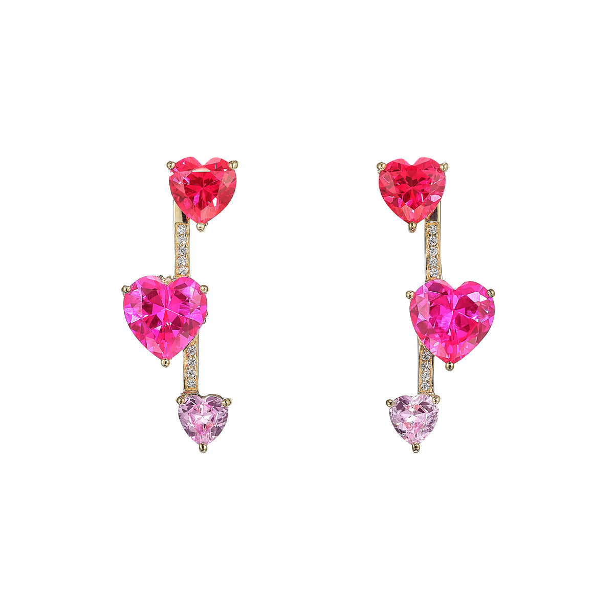 Ruby Heart Pendulum Earrings