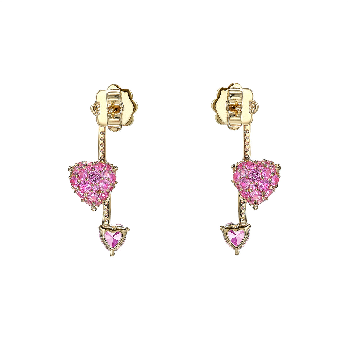 Ruby Heart Pendulum Earrings