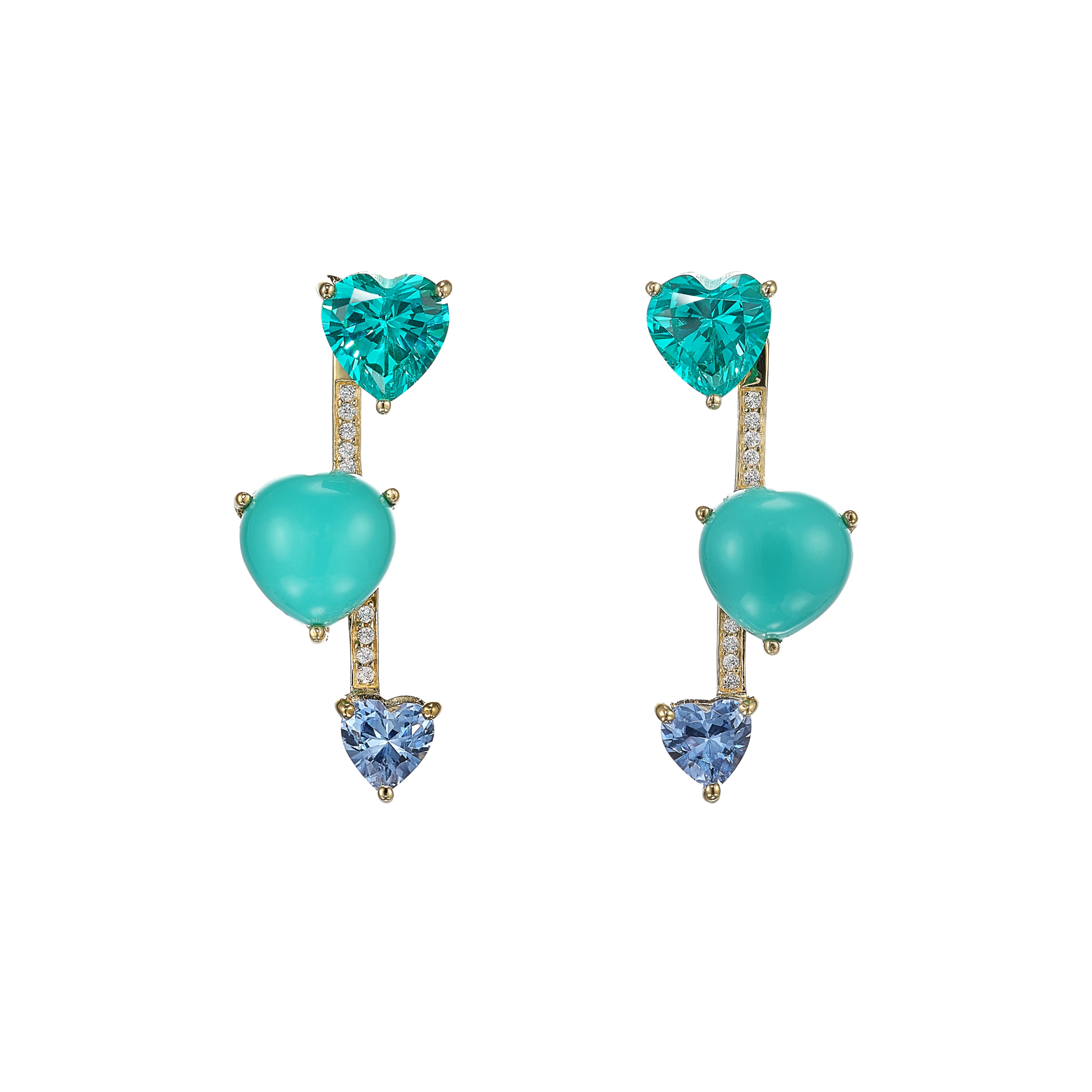 Turquoise Heart Pendulum Earrings