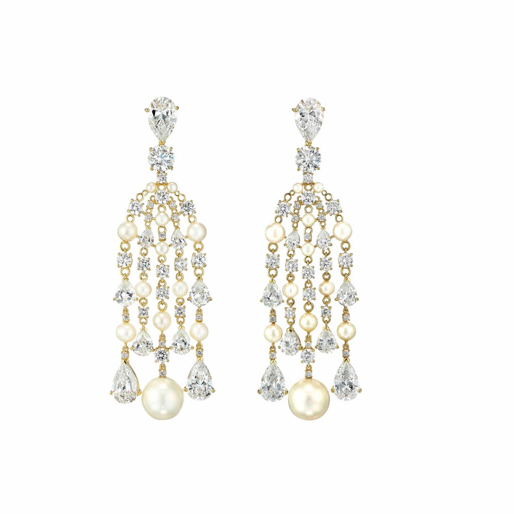 Diamond Pearl Raindrop Earrings
