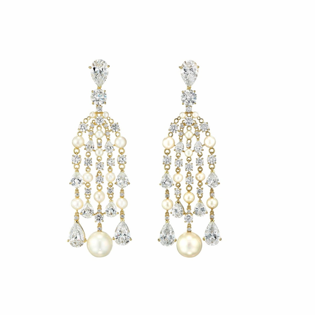Diamond Pearl Raindrop Earrings
