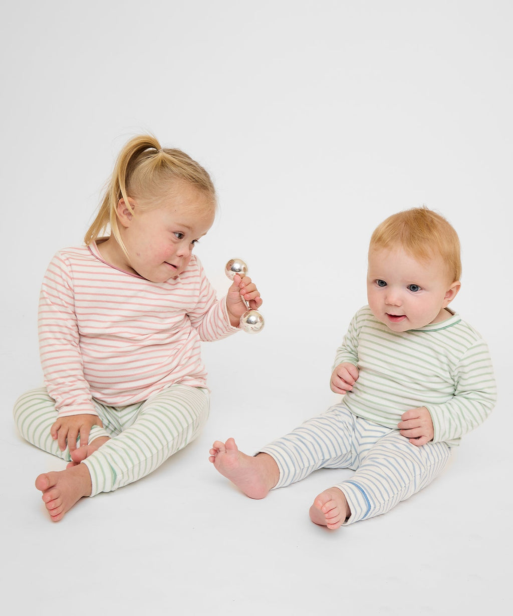Andy Baby Legging in Dusty Blue Mini Stripe