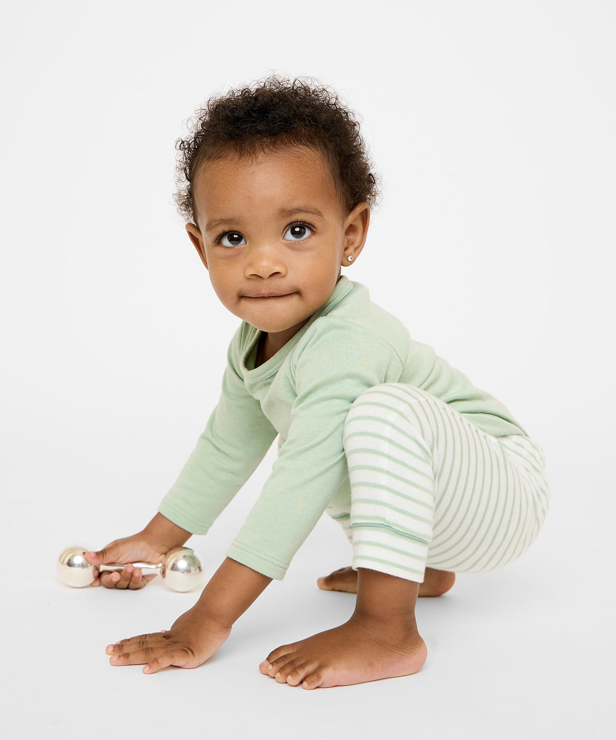 Andy Baby Legging in Dusty Seafoam Mini Stripe