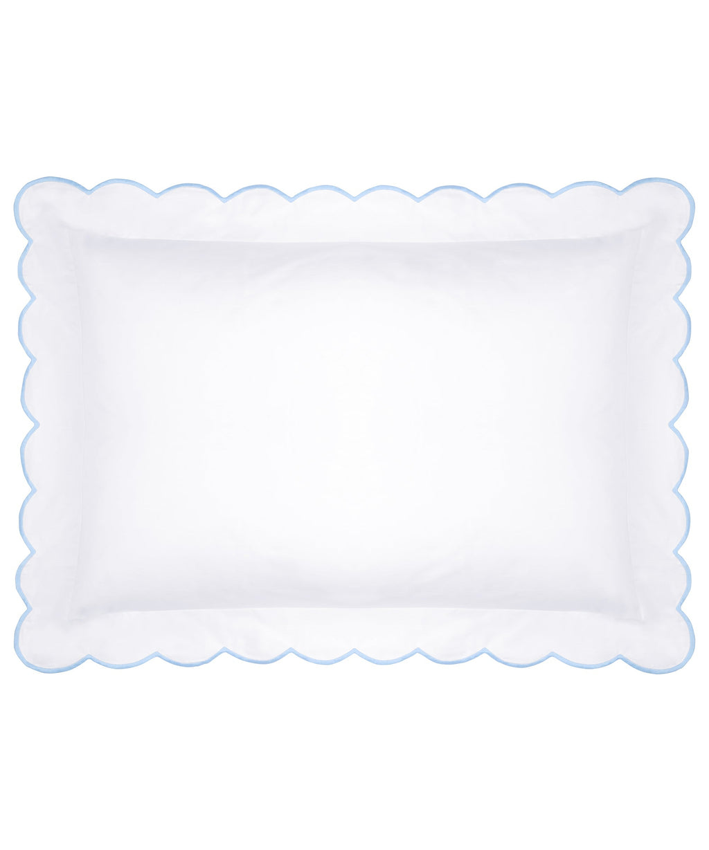 Rebecca Udall Annabelle Scalloped Bed Linen, Blue Flat Pillow