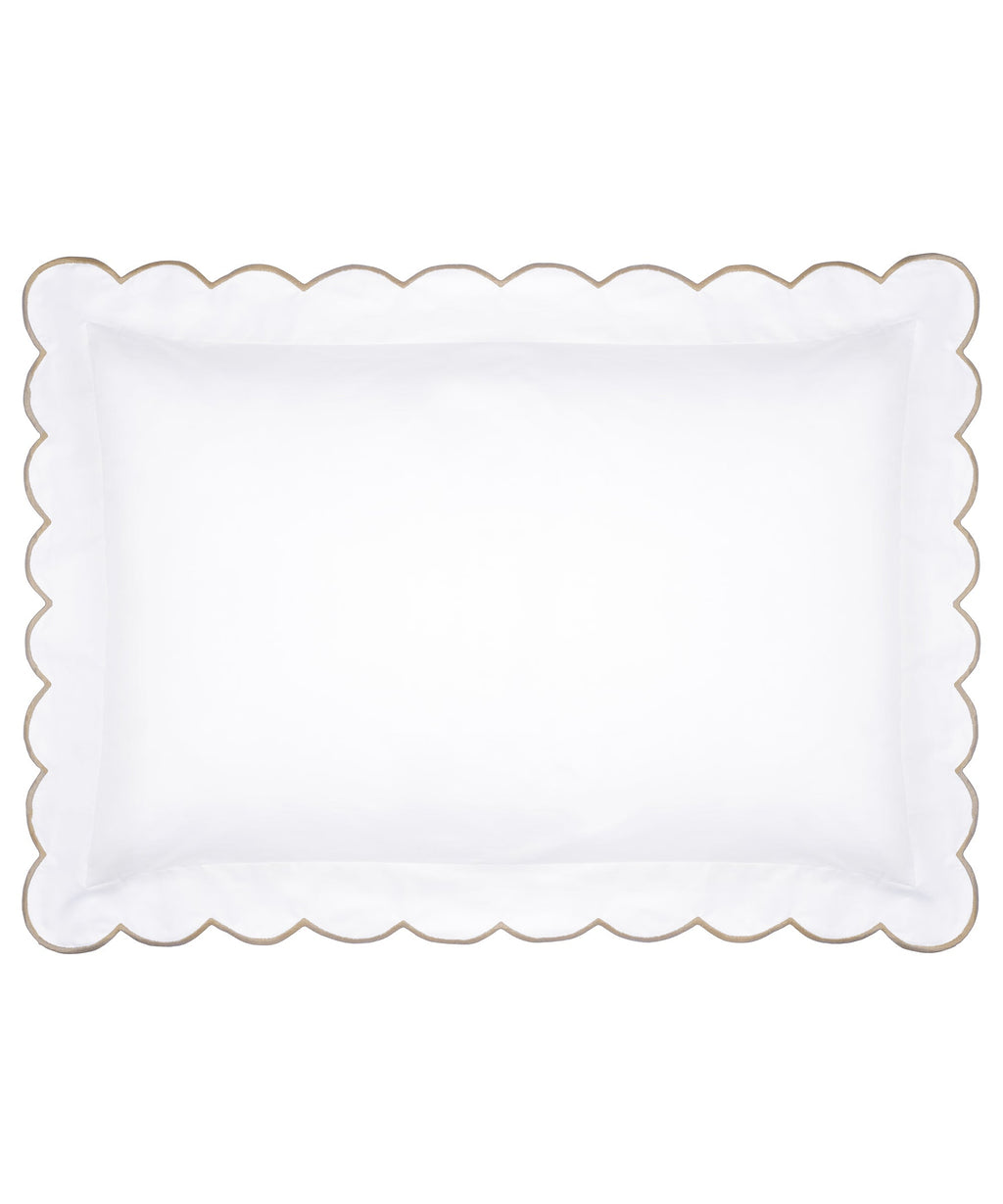Rebecca Udall Annabelle Scalloped Bed Linen, Taupe Pillow Design