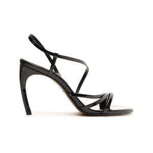 Annie Curve Patent Sandal in Black