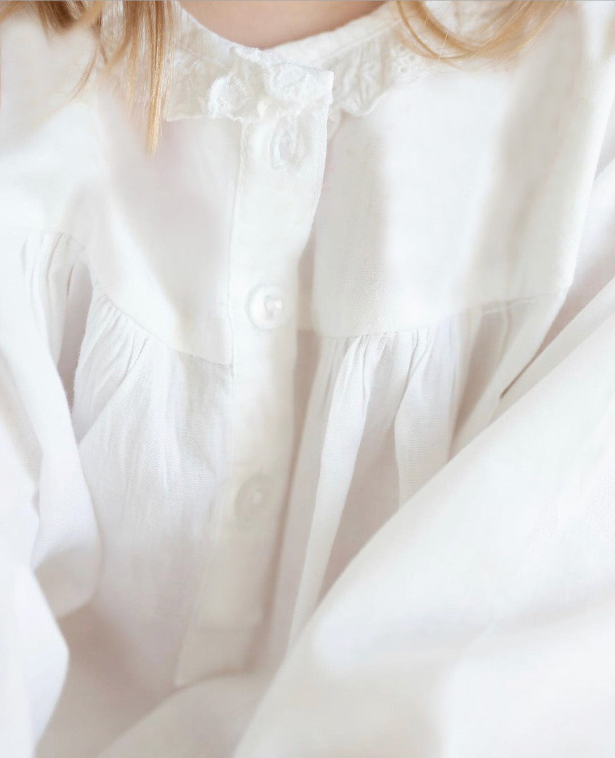 Annie White Cotton Dress in Lace