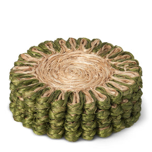 Annisa Straw Coasters in  Natural & Green, Set of 4