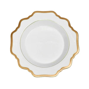 Antique White Rim Soup in Gold Rim