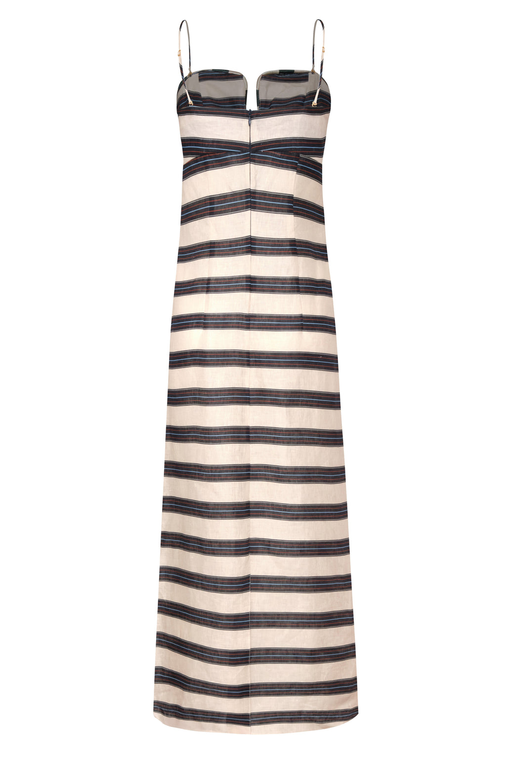 Antonia Linen Midi Dress in Navy Stripes