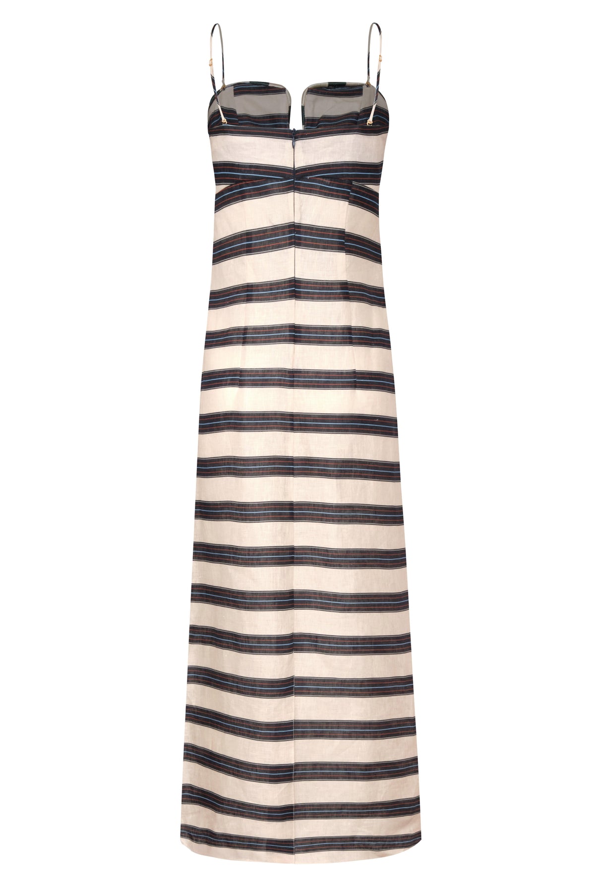 Antonia Linen Midi Dress in Navy Stripes