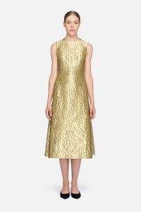 Anv Dress in Gold Metallic Jacquard