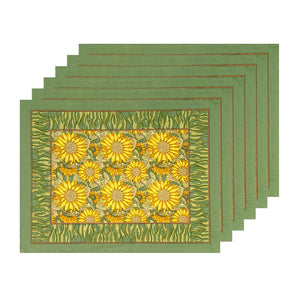 Sunflower Mats in Yellow & Green, Set of 6