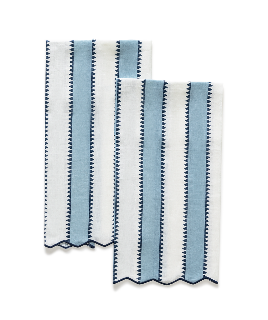 Matouk Schumacher Apollo Stripe Guest Towels in Sky, Set of 2