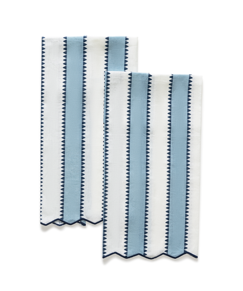 Matouk Schumacher Apollo Stripe Guest Towels in Sky, Set of 2