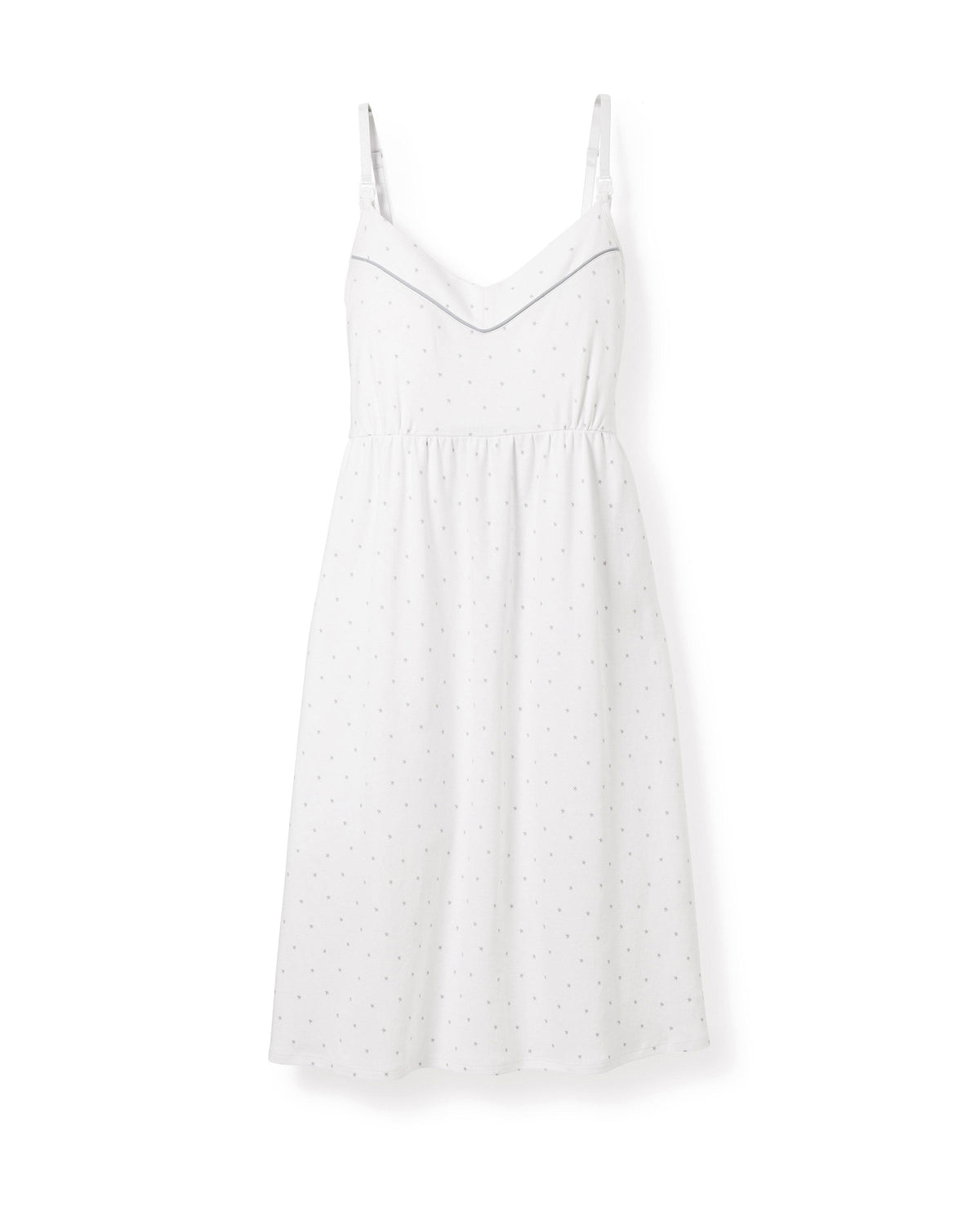 Women’s Pima Maternity Nightgown in Grey Stars