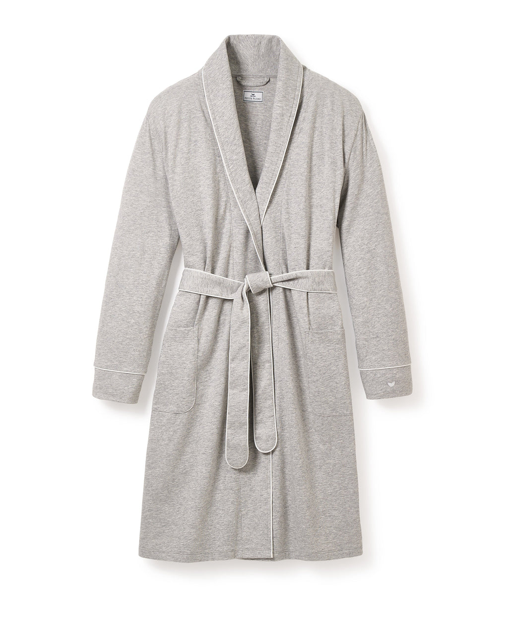 grey cotton dressing gown Ravenna Organic Cotton Velour Dressing Gown Bath Robe main image 1