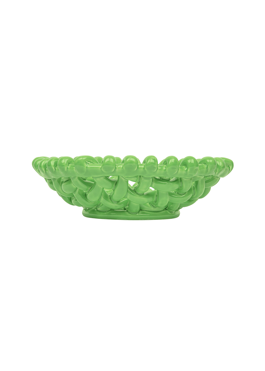 Apple Green Basketweave Bowl