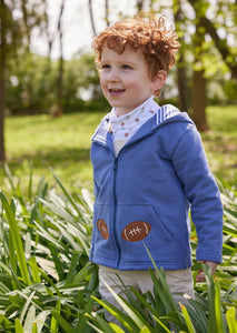 Little English toddler boys white turtleneck with football print