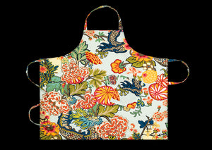 Matouk Schumacher Linen Apron in Chiang Mai Dragon Aquamarine