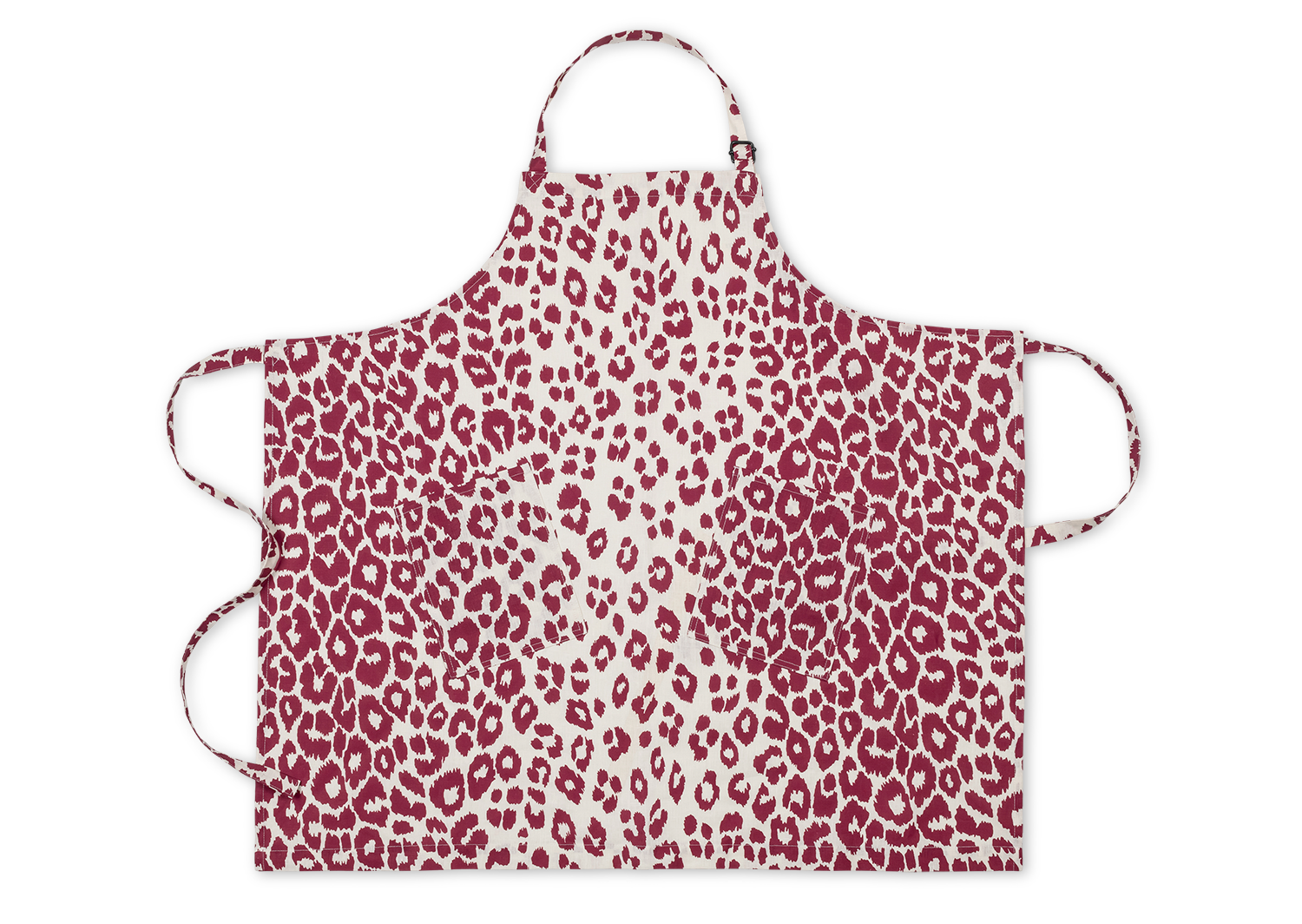 Matouk Schumacher Linen Apron in Iconic Leopard Crimson