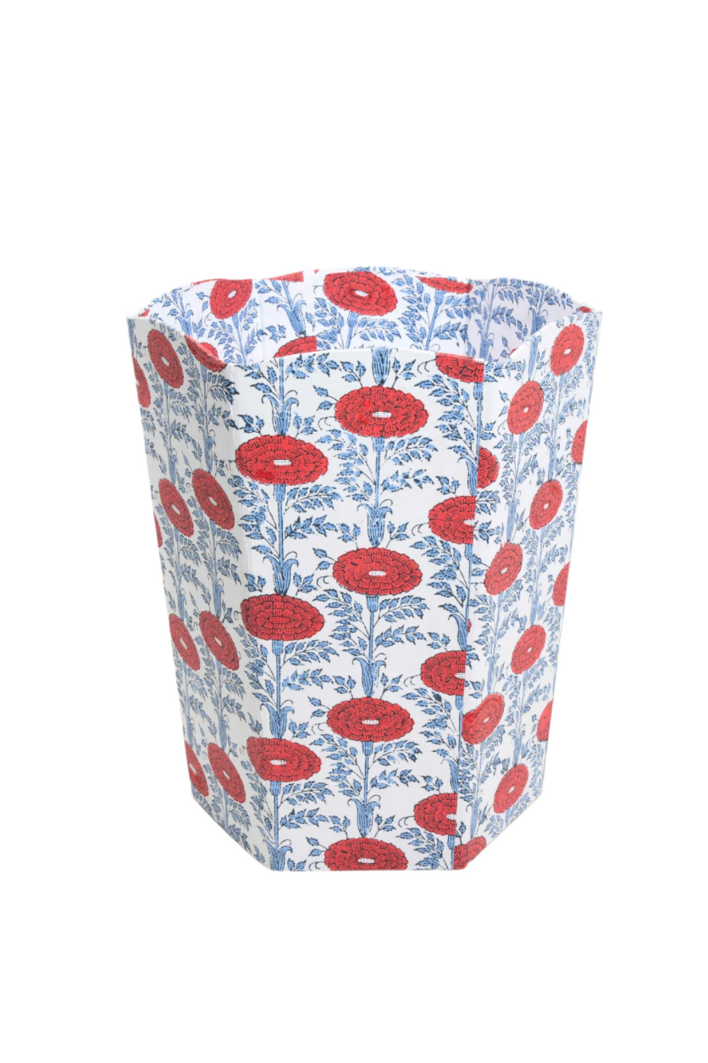 Blockprint Scallop Waste Bin / Storage Bin in Araminta