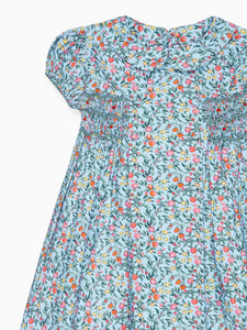 Arcadia Girl Hand-Smocked Dress in Blue Pomegranate