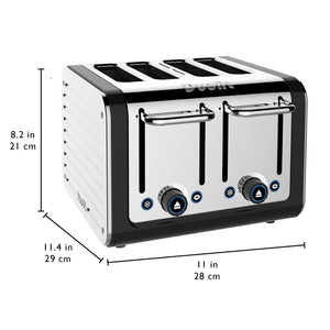 4 Slot Design Series Toaster in Black/Stainless Steel