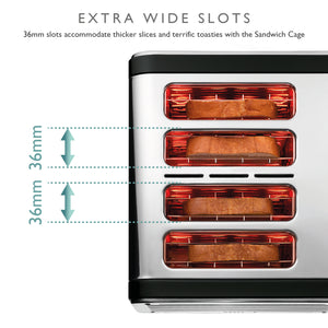 4 Slot Design Series Toaster in Black/Stainless Steel