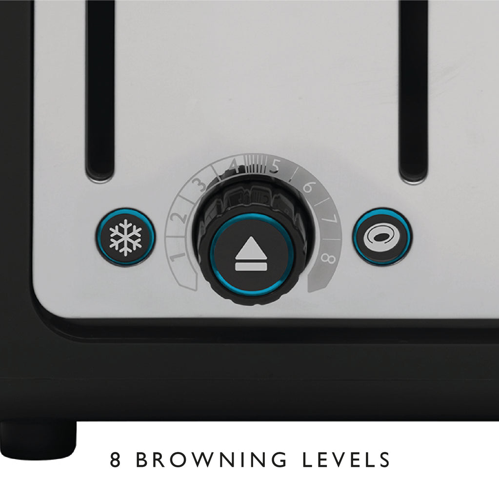 4 Slot Design Series Toaster in Black/Stainless Steel