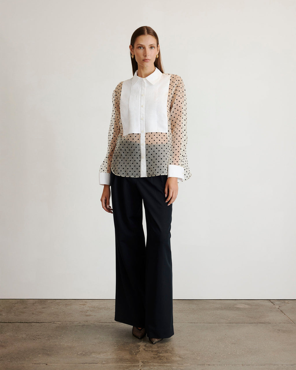 Arielle Top in Cream, Black & Optic White