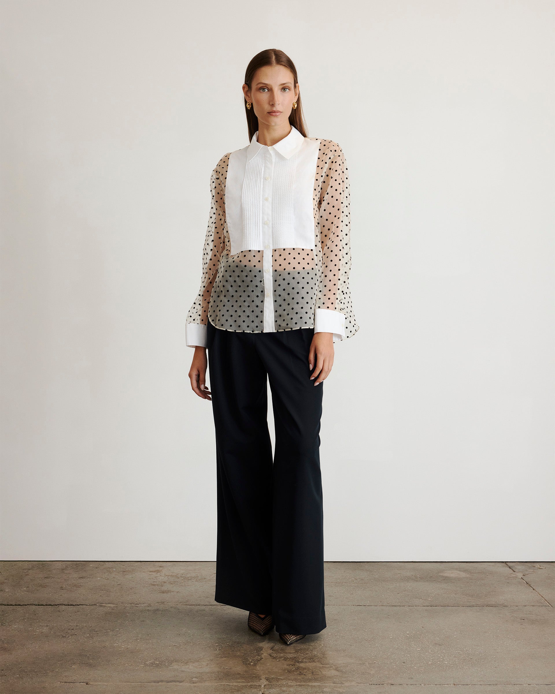 Arielle Top in Cream, Black & Optic White