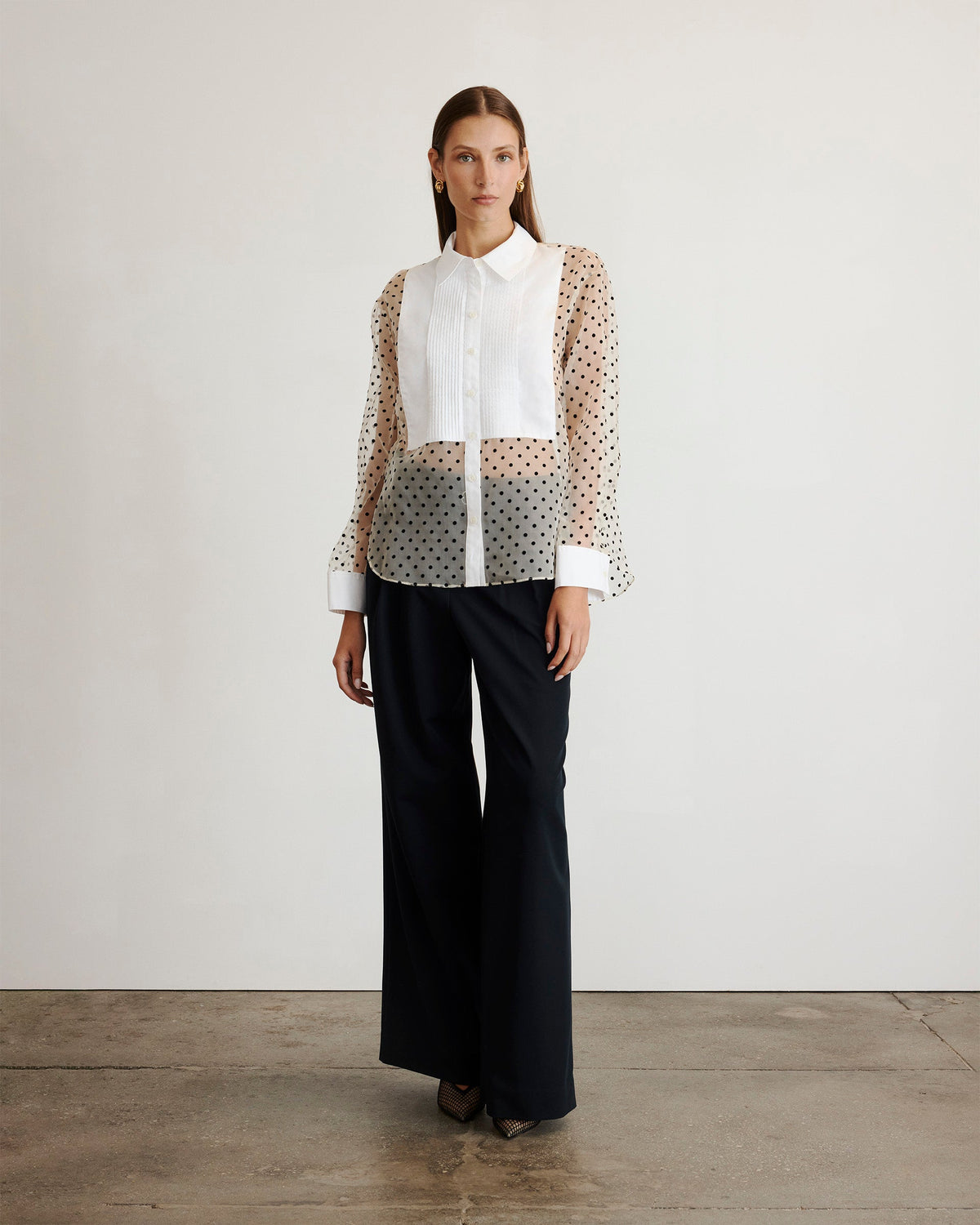 Arielle Top in Cream, Black & Optic White