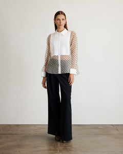 Arielle Top in Cream, Black & Optic White