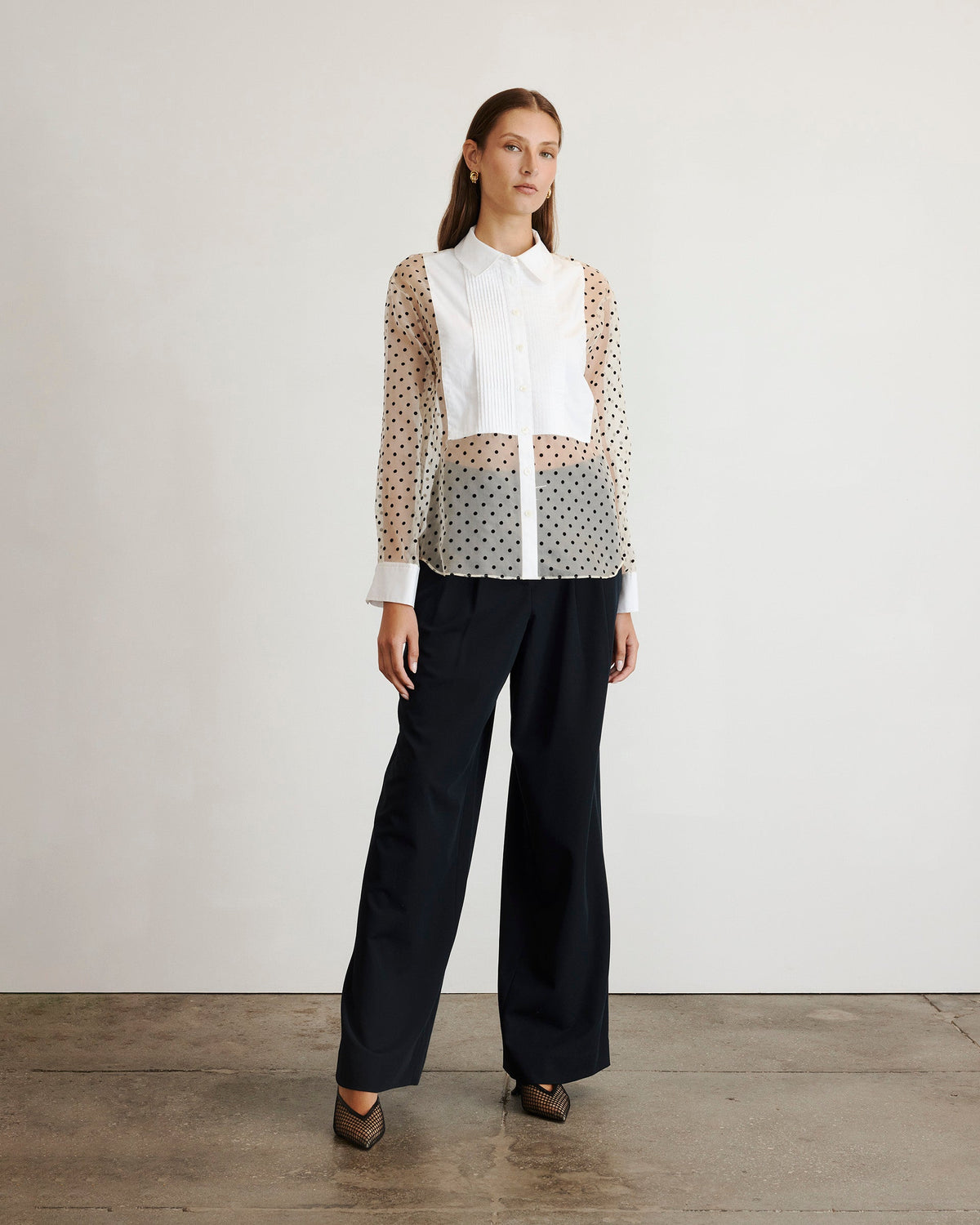 Arielle Top in Cream, Black & Optic White