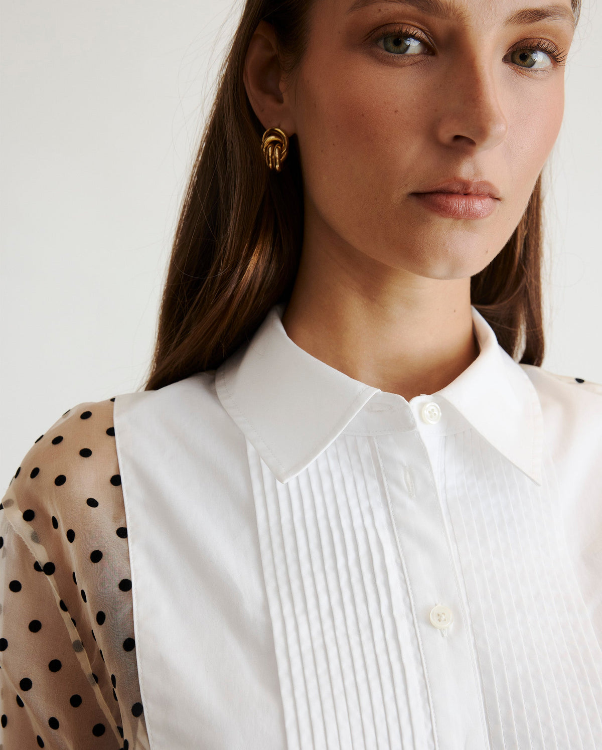 Arielle Top in Cream, Black & Optic White