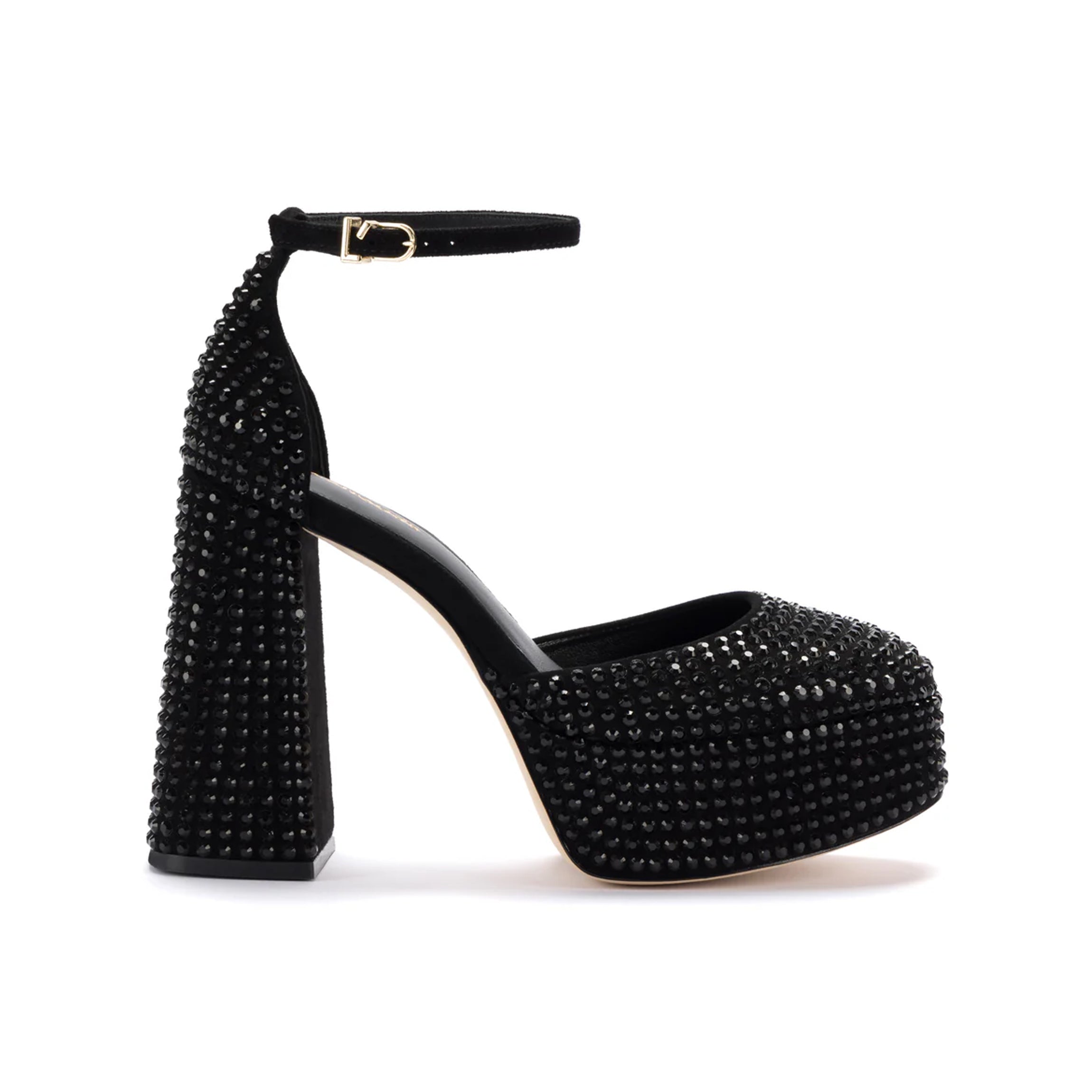 Ari Crystal Pump In Monochrome Black Suede