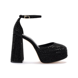 Ari Crystal Pump In Monochrome Black Suede