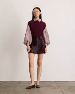 Ari Calf Hair Skirt in Deep Redwood