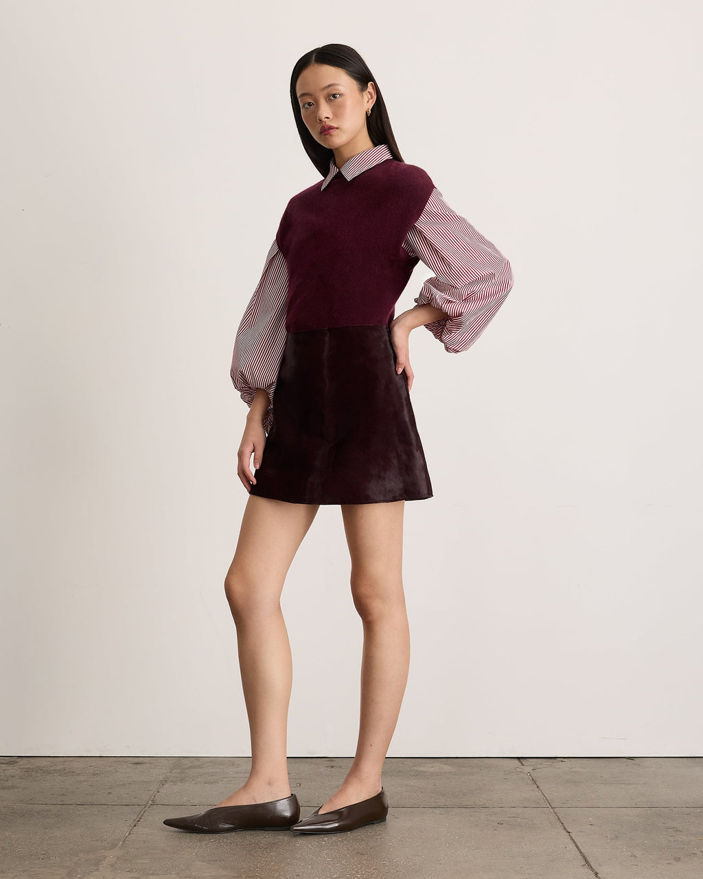 Ari Calf Hair Skirt in Deep Redwood