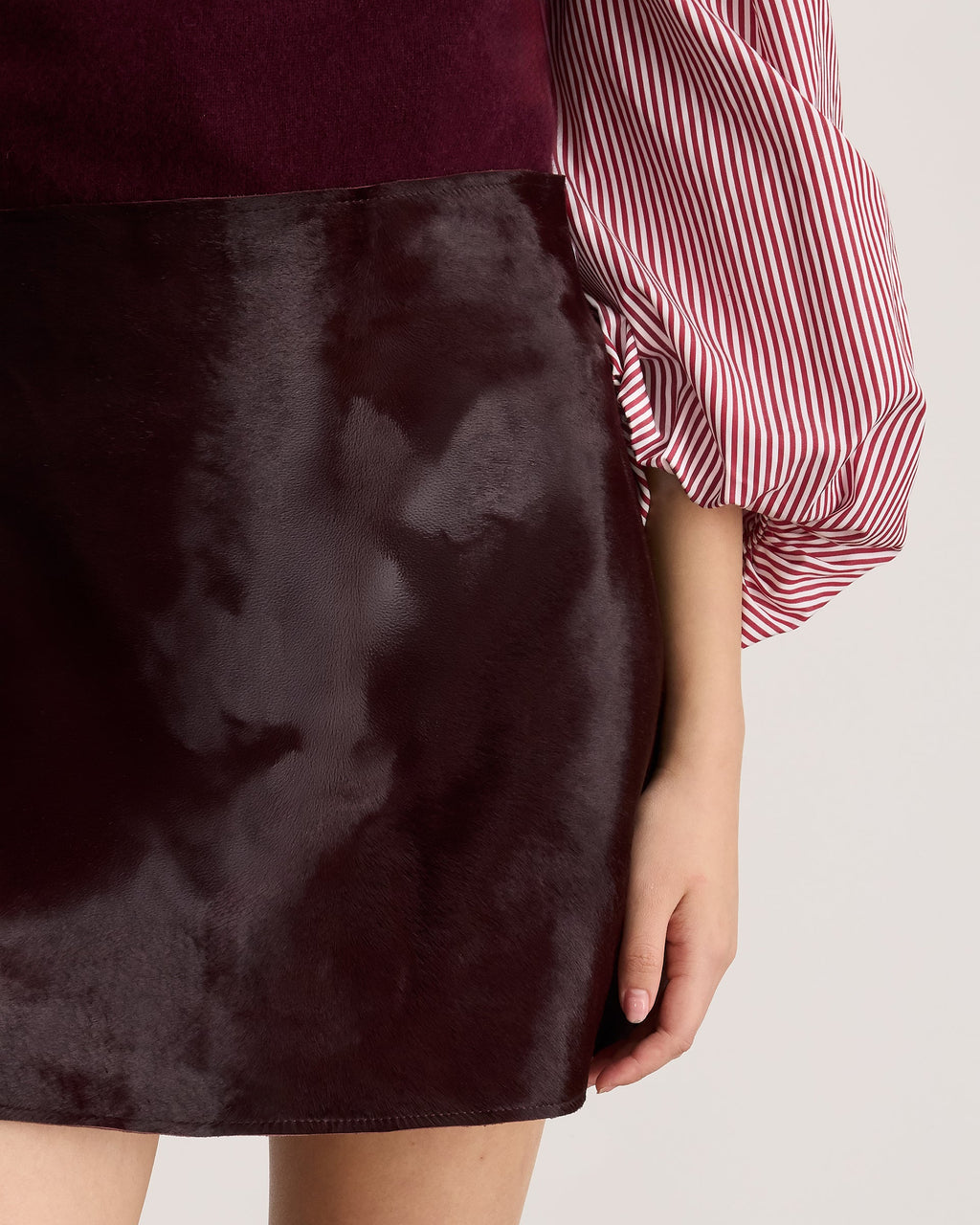 Ari Calf Hair Skirt in Deep Redwood